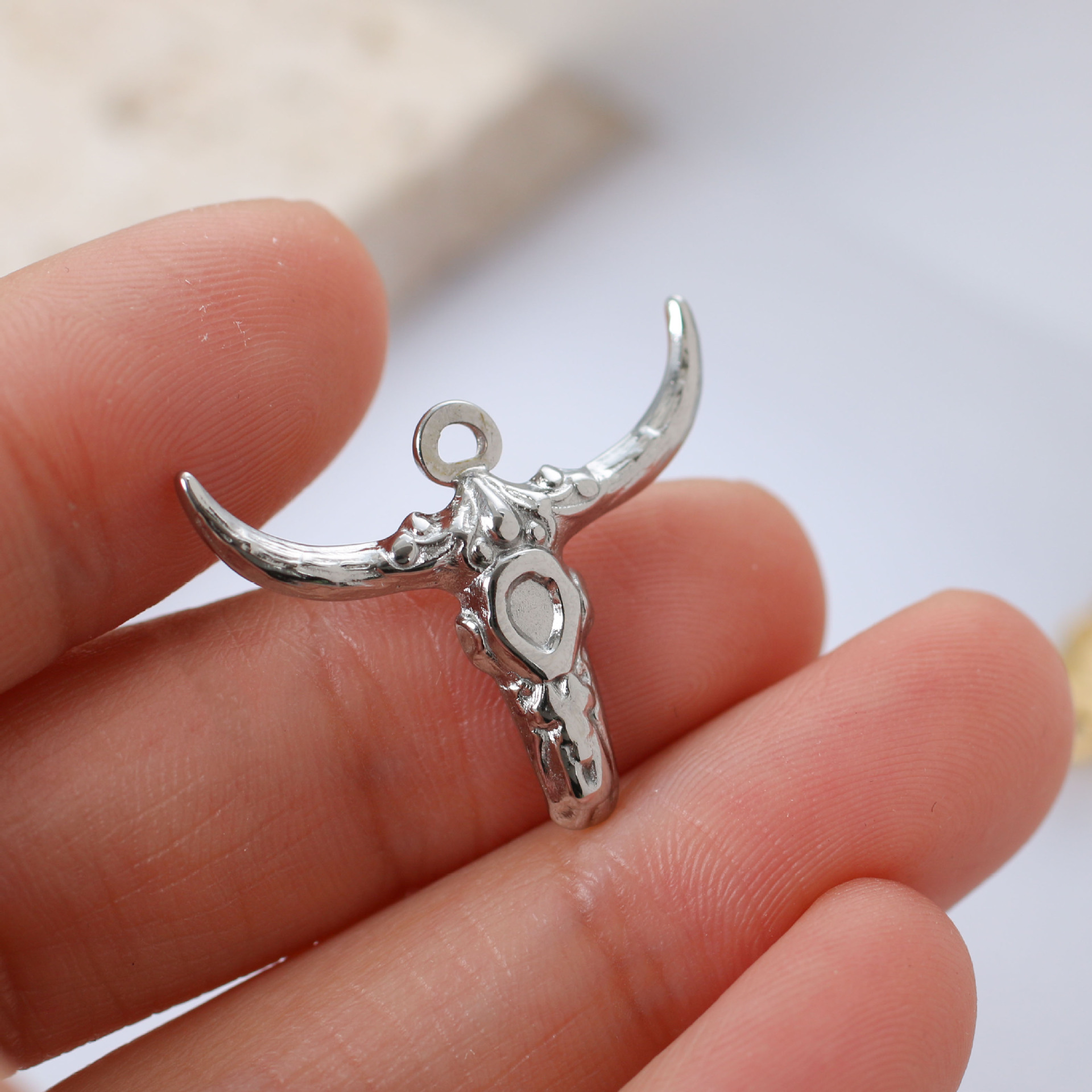 3 Stück Bull Head Charms Persönlichkeit Tier Edelstahl Anhänger DIY Halskette Armband Schmuck Zeug Erkenntnisse Zubehör – Detail 8