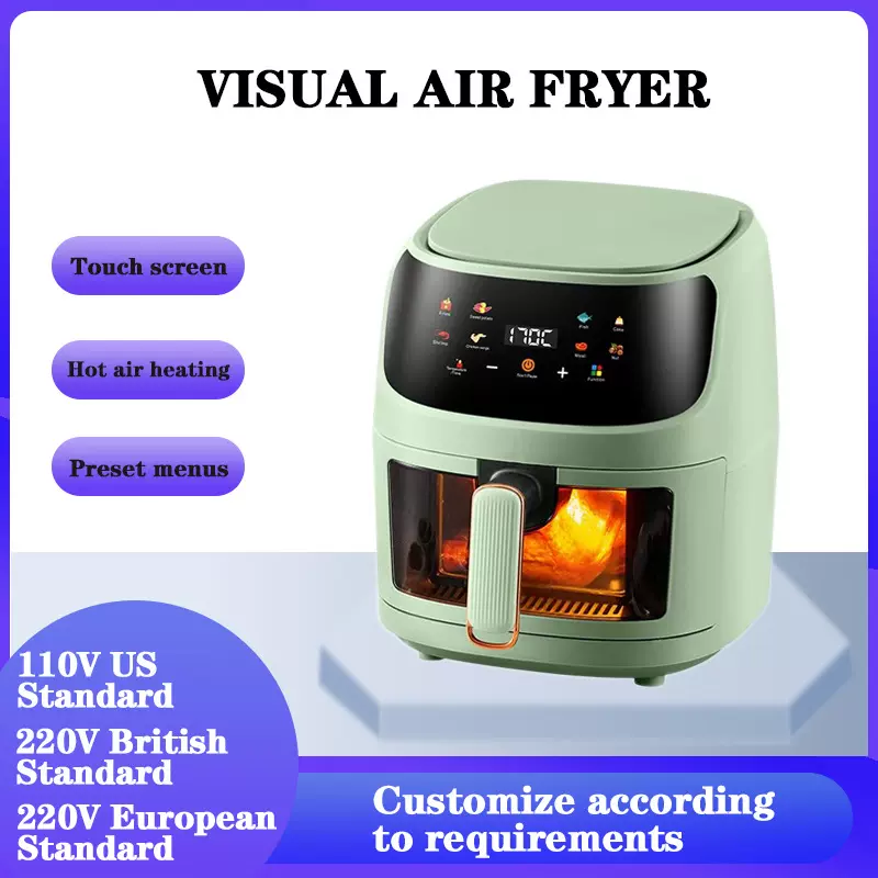 air fryer跨境家用多功能薯条机空气炸锅8L大容量可视电炸锅欧美