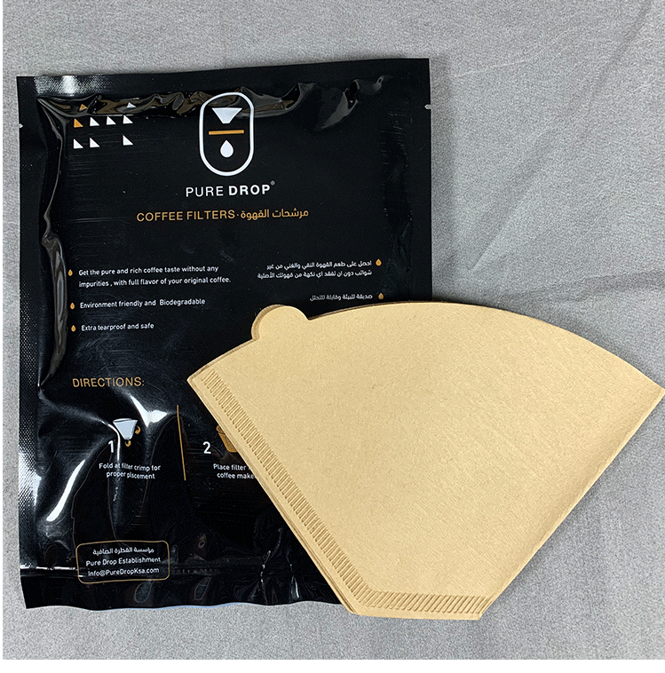 家用美式U型103纯木浆4-6杯100枚扇形咖啡滤纸彩盒