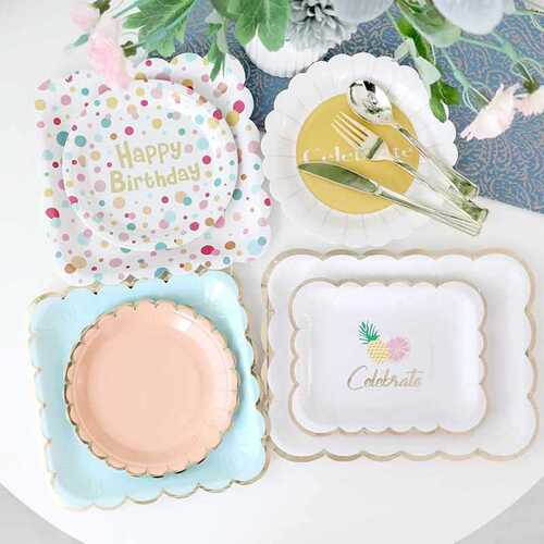 Picnic plate disposable paper plate children's party tableware dessert table decorations white plate birthday party cake plate