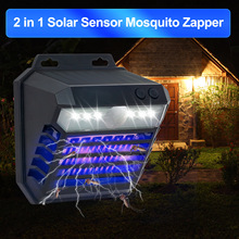 现货 紫色LED太阳能捕蚊器 灭蚊杀虫感应照明灯 电击壁挂灭蚊灯