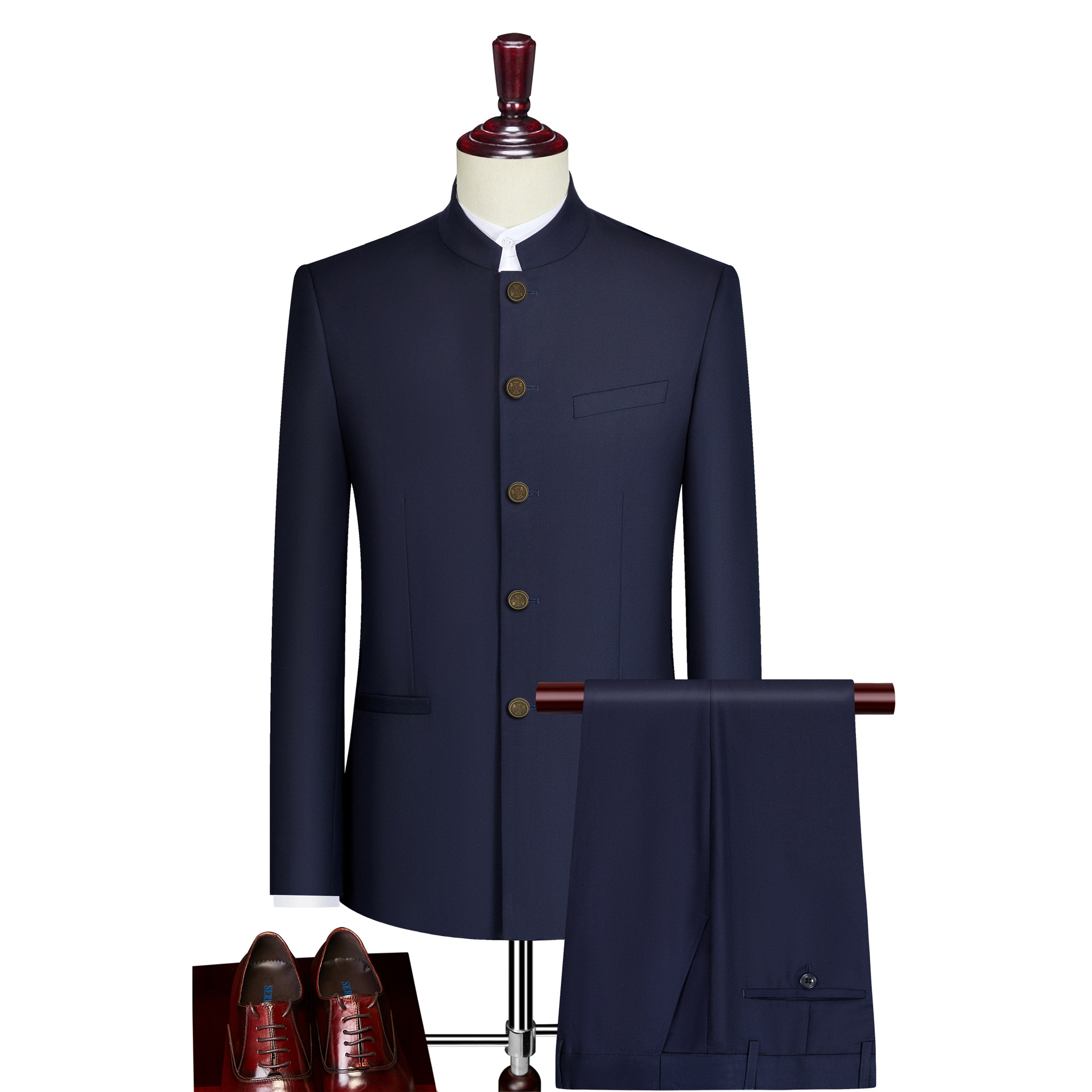 Zhongshan suit men's slim fit Chinese groom suit Chinese stand-up collar suit Chinese style all seasons factory direct sales