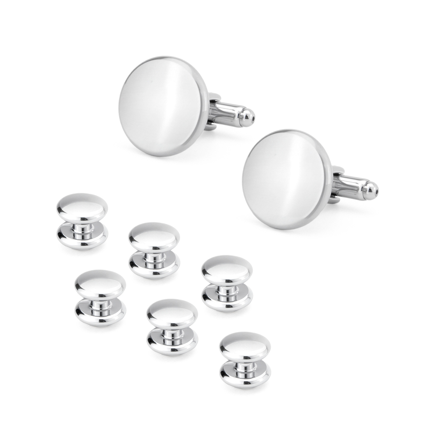 Daili Fashion Silver Brushed Cufflinks Cufflink Set High-End Round Copper Cufflinks Men's Business Suit Accessories