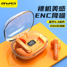 AWEI用维新款四咪ENC通话降噪透明炫彩充电仓蓝牙耳机TWS耳机T86