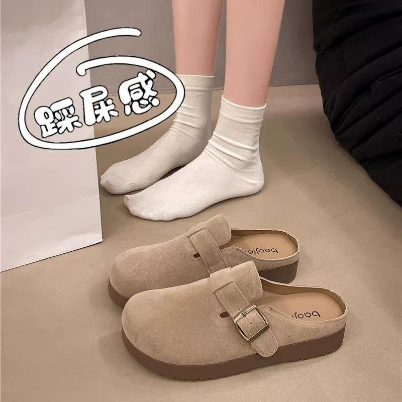 Женские ботинки Birkenstock на толстой подошве для верхней одежды 2025 года: лето, осень и зима, новый стиль, ленивые одноногие Birkenstock полуподошвки