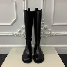 牛皮版~韩系宽筒真皮厚底骑士靴女胖mm粗腿长靴高筒骑士靴长筒靴