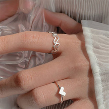 跨境镂空爱心套装戒指2件套创意气质小众指环ins风个性简约食指戒
