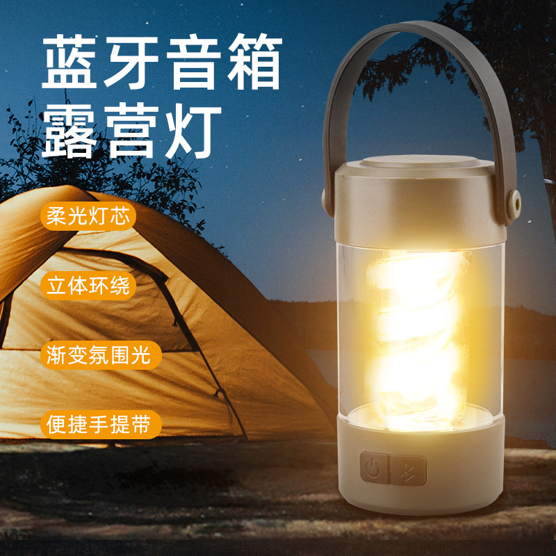 Transfronterizo altavoz bluetooth lámpara de camping ahorro de energía gancho de bombilla recargable ambiente interior lámpara de camping