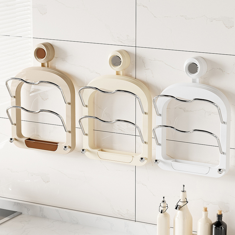 soporte de cubierta de olla multicapa de ventosa de cocina tipo pared de tablero de corte con gancho multifuncional de tablero de drenaje de agua que almacena estante de artículos