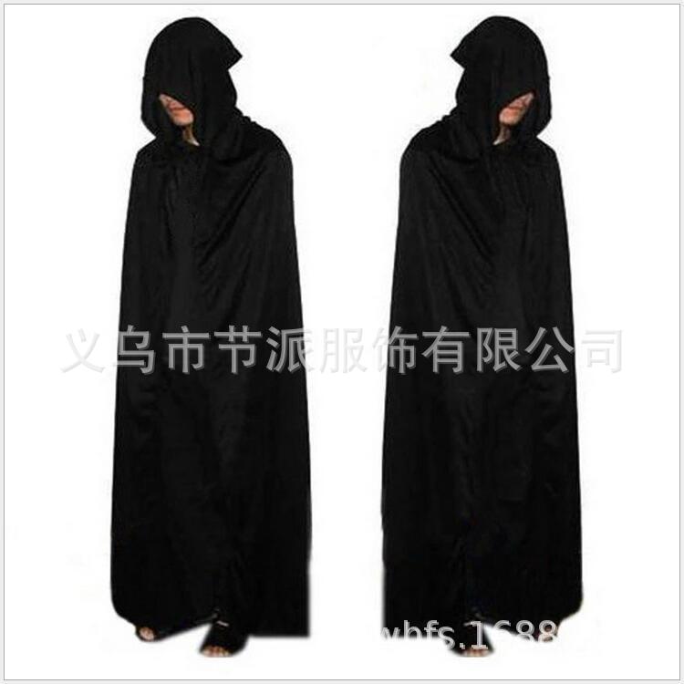 万圣节服装 成人儿童魔法披风 巫师袍死神吸血鬼黑色斗篷巫婆披风