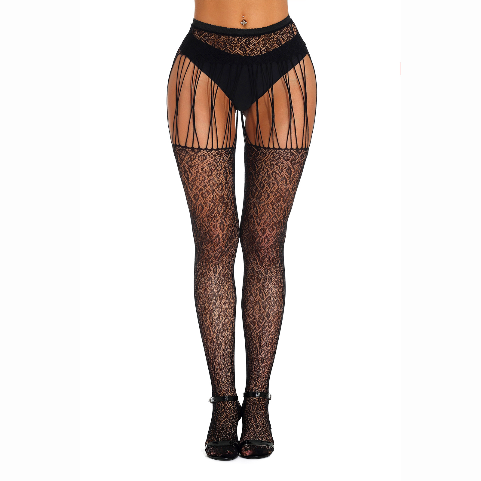Transfronterizas damas sexy leopardo tela de red hueca red de pesca unida calcetines amorosas calcetines cinturón de calcetines comercio exterior europeo y americano spot