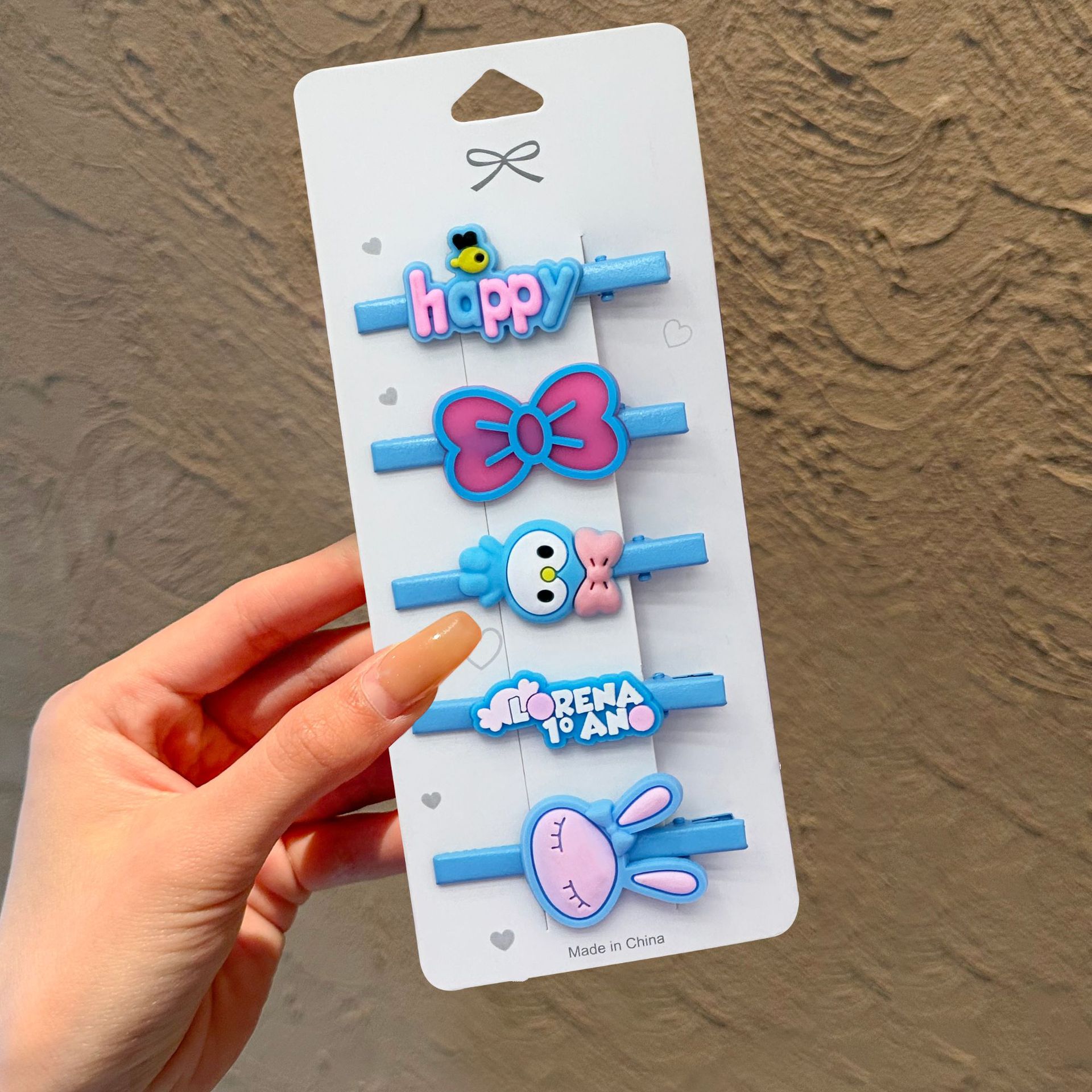 Lindo Sanrio lazo horquilla tocado niña bebé pinza de pelo roto flequillo juego de clip de una palabra para niña