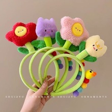 可爱花朵玩偶洗脸发箍搞怪拍照头箍化妆外出毛绒发卡少女卡通发饰