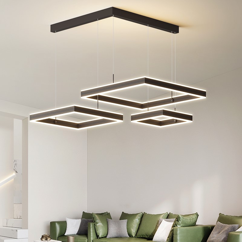 Post-moderna Luz de lujo sala de estar lámpara cuadrada duplex hueco diseñador modelo habitación italiana simple comedor dormitorio lámpara