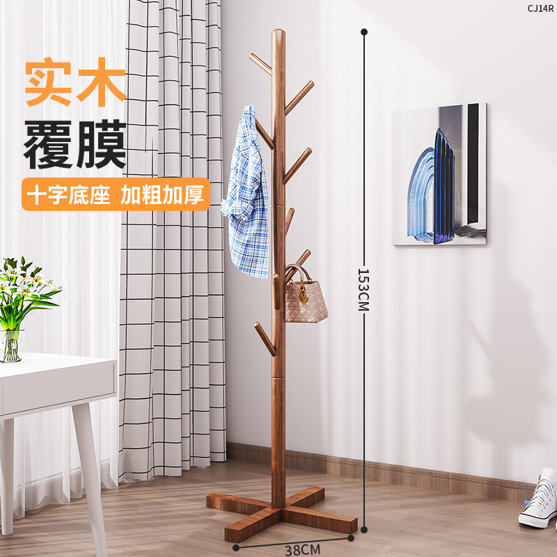 Percha de sombreros de madera sólida percha de ropa de piso percha de ropa vertical doméstica percha de ropa de oficina percha de bolsa de otoño y invierno