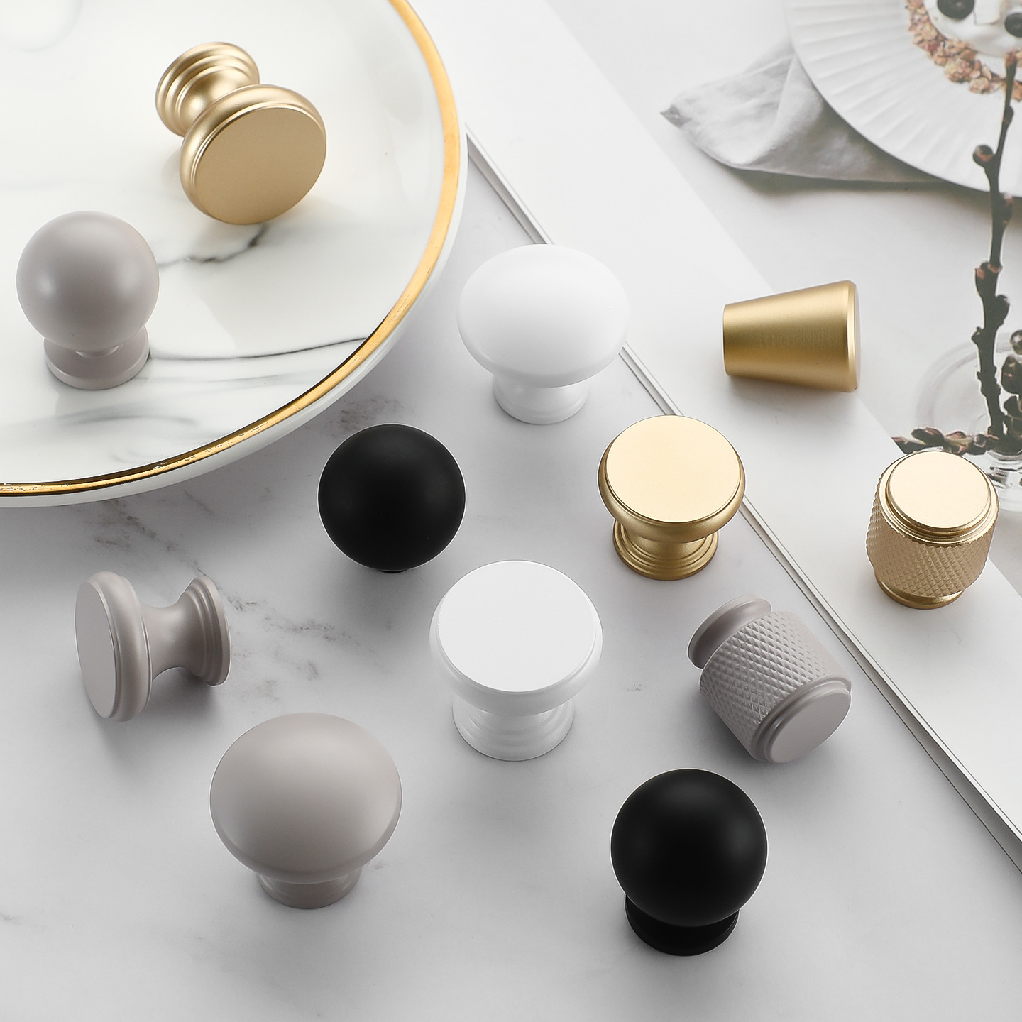 型材单孔金色实心拉手 铝合金磨菇形抽屉拉手 家具五金衣柜门把手