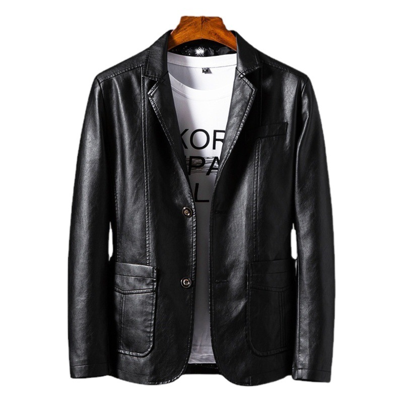 Foreign Trade Men's Leather Jacket Korean Style Casual Suit Jacket Men's Spring & Fall Youth Suit Pu Leather Slim Motorcycle Jacket