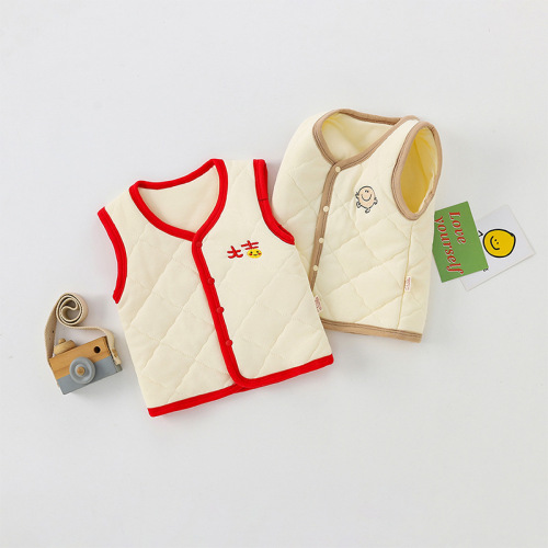 Baby vest autumn and winter newborn baby vest pure cotton thickened children's vest boy infant toddler waistcoat girl