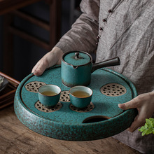 茶盘家用茶具托盘沥水小型轻奢现代孔雀绿干泡台日式小茶台排水式
