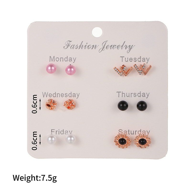 Korean Version Of Autumn And Winter Earrings Set Temperament Pearl Bow Earrings Wholesale display picture 1