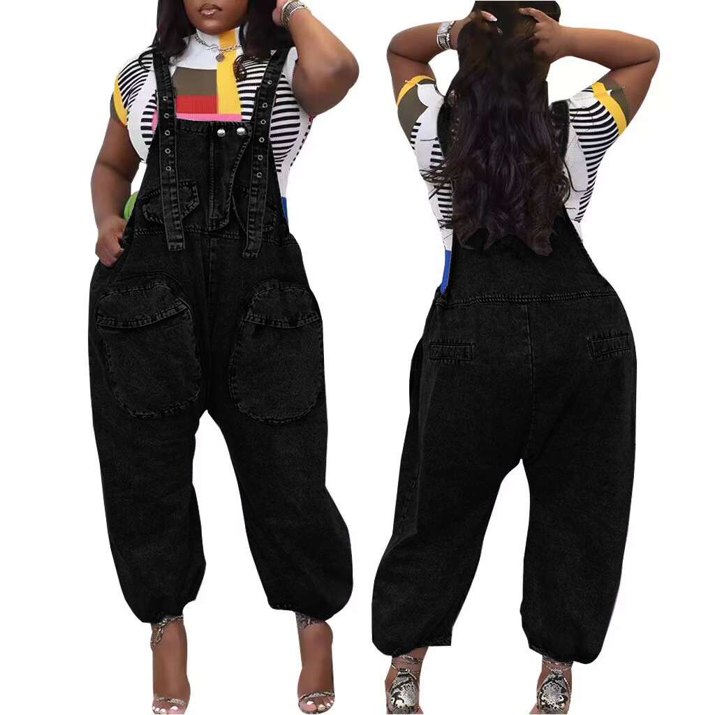 Women's Daily Simple Style Solid Color Full Length Beaded Ripped Jeans Overalls display picture 3
