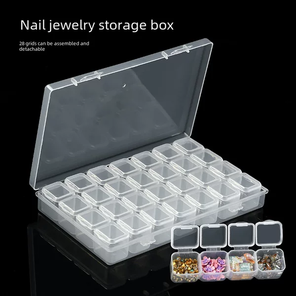 Nail Art Jewelry Storage Box 28 Compartments Detachable Box Nail Drill Alloy Drill Small Accessories Plastic Empty Box Tools Wholesale
