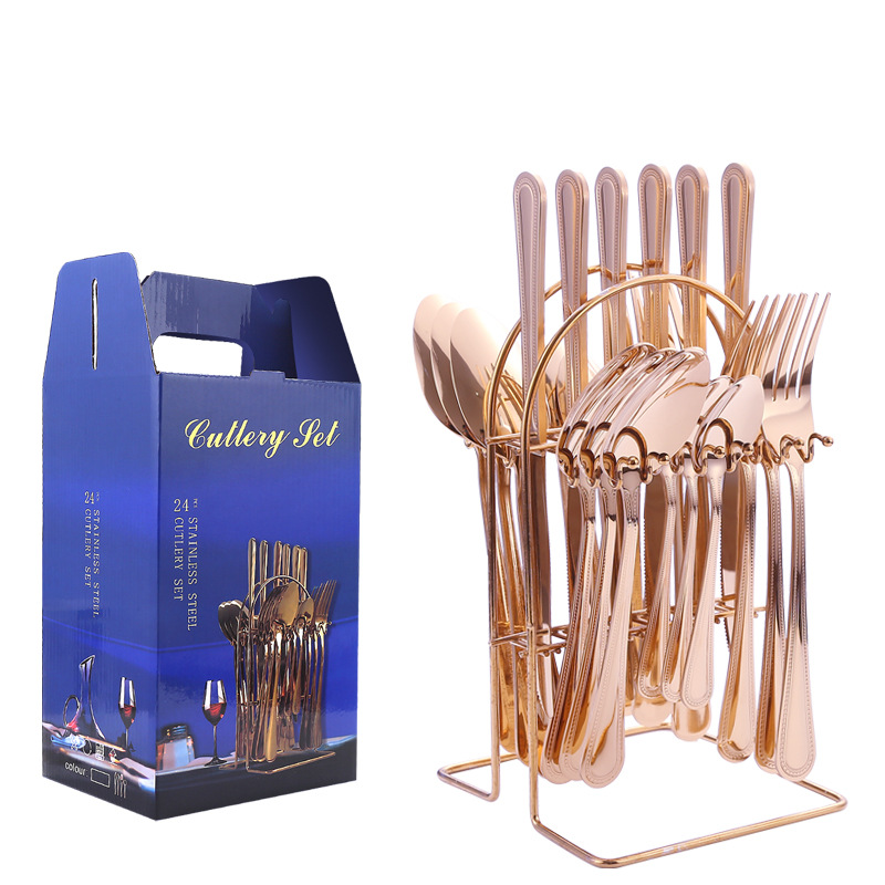 Productos de comercio electrónico transfronterizos cubiertos de acero inoxidable 24 piezas de cuchillo de filete de cuchara de cuchillo de cuchara de cuchillo de cuchillo