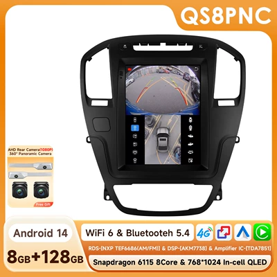 DVD Navigation: Screen Android Navigator - with-360-camera-8128g-wifi4g-version-6115-carplay-eight-core-97inch-suitable-for-09-13-opelbuick-regal