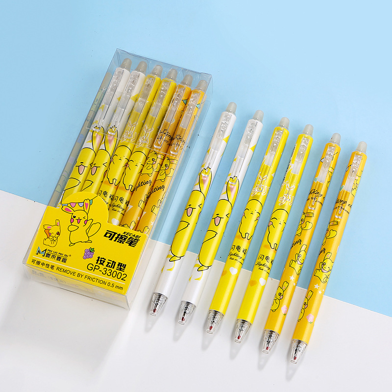 Presione el bolígrafo térmico limpiable de 0.5m cristal azul frotamiento térmico limpiable negro mágico limpiador de bolígrafo negro neutro para estudiantes