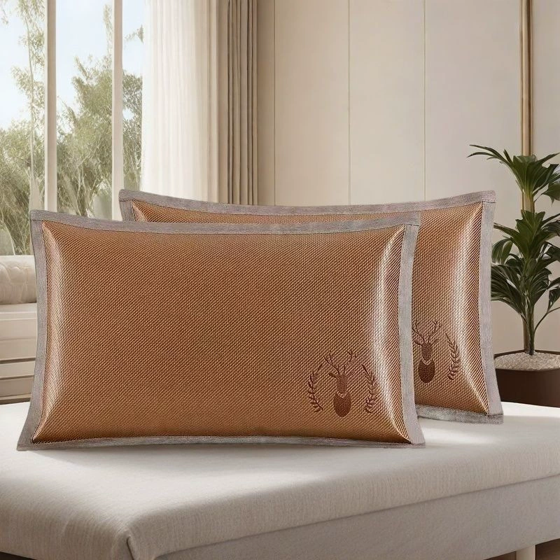 Летняя наволочка из ледяного шелка, охлаждающий коврик, наволочка для взрослых, охлаждающая бамбуковая наволочка с защитой от масла, одинарная наволочка из ротанга, пара, купить 2