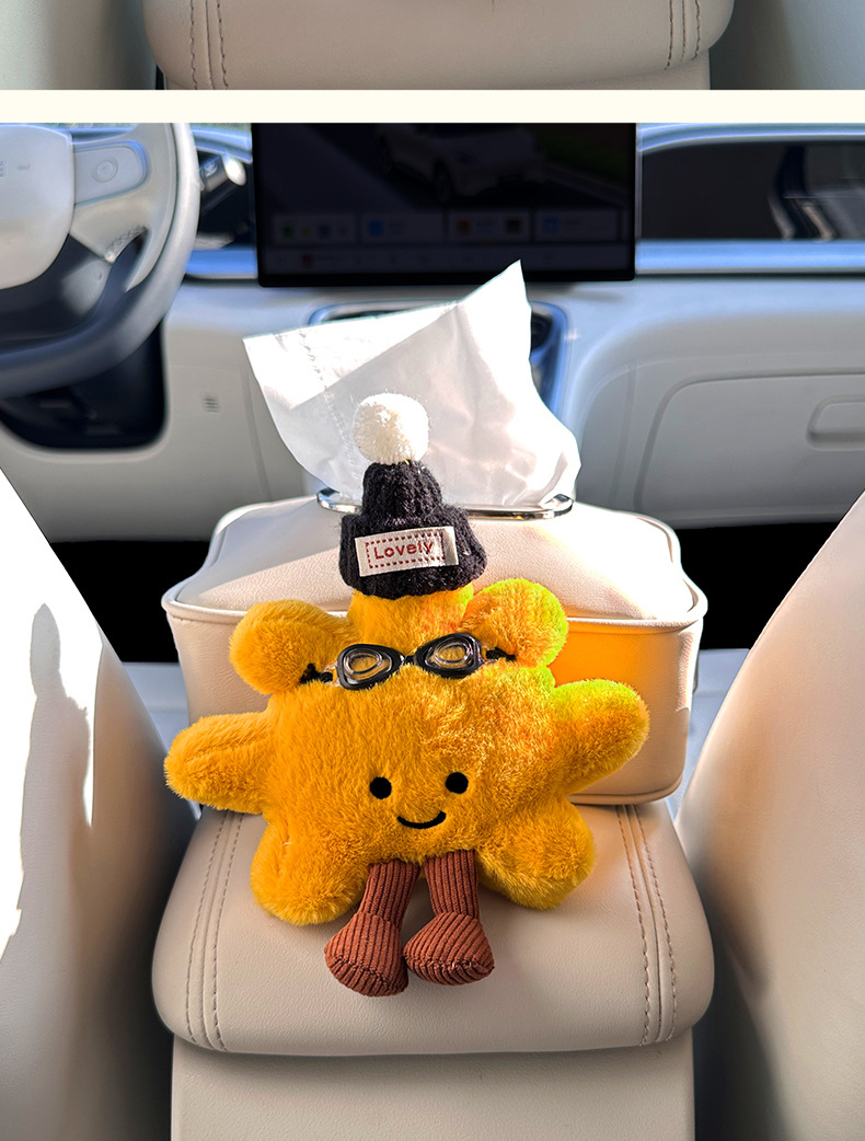 Cute Sunflower Star Wish Ex2 Car Tissue Box Leather Hanging Tissue Holder for Armrest Box in Car for Women