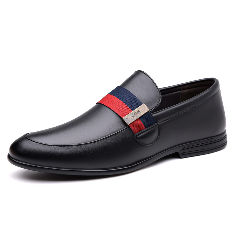 Giày lười nam da thật kiểu moccasin, mũi phẳng, đế bệt, thoáng khí — nâu, đen