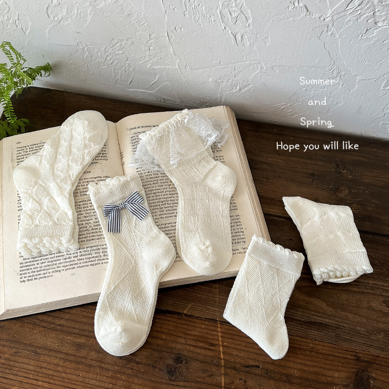 Children's summer thin knee socks with bow
