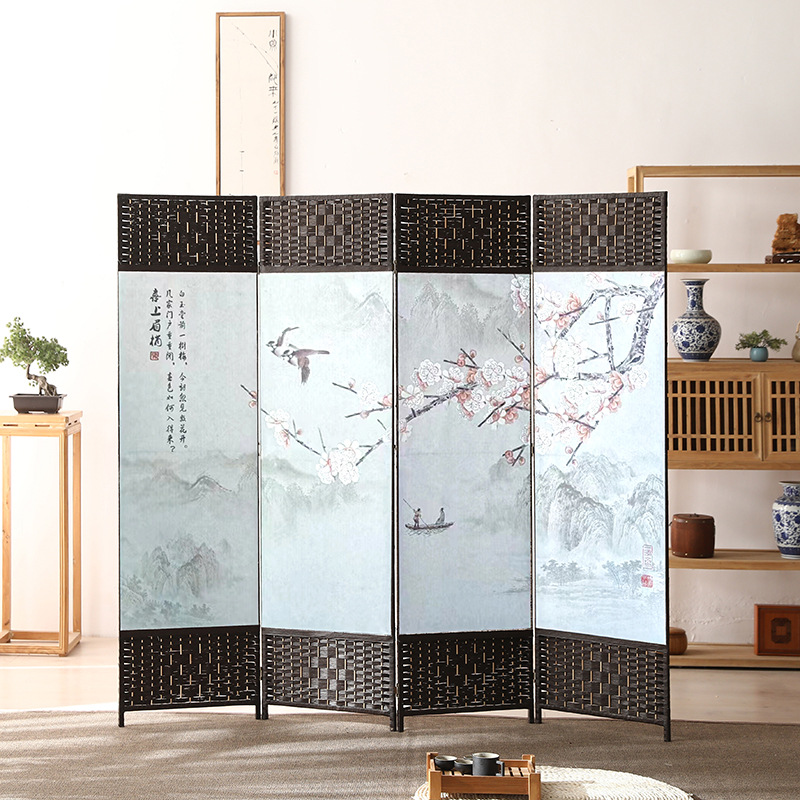 中国風のシンプルなスクリーンパーティション壁屏風リビングルーム寝室ブロッキングシンプルモダンな折りたたみモバイル布バリアホーム