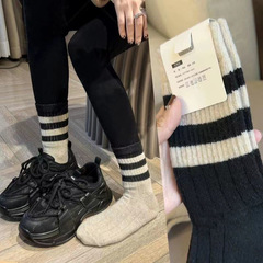 配鯊魚褲的襪子女中筒秋冬襪加厚保暖ins潮流百搭長筒襪運動