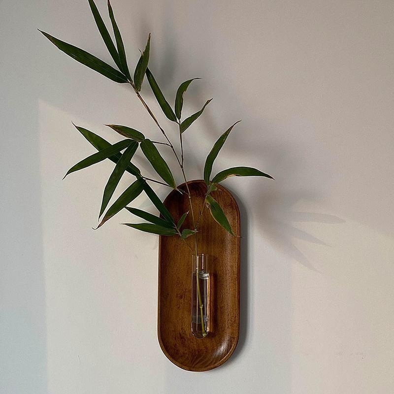 Medieval Style Wall Decoration, High-End Stereo Wooden Plate Wall Sticker, Vase Pendant, Home Living Room Atmosphere Background Wall