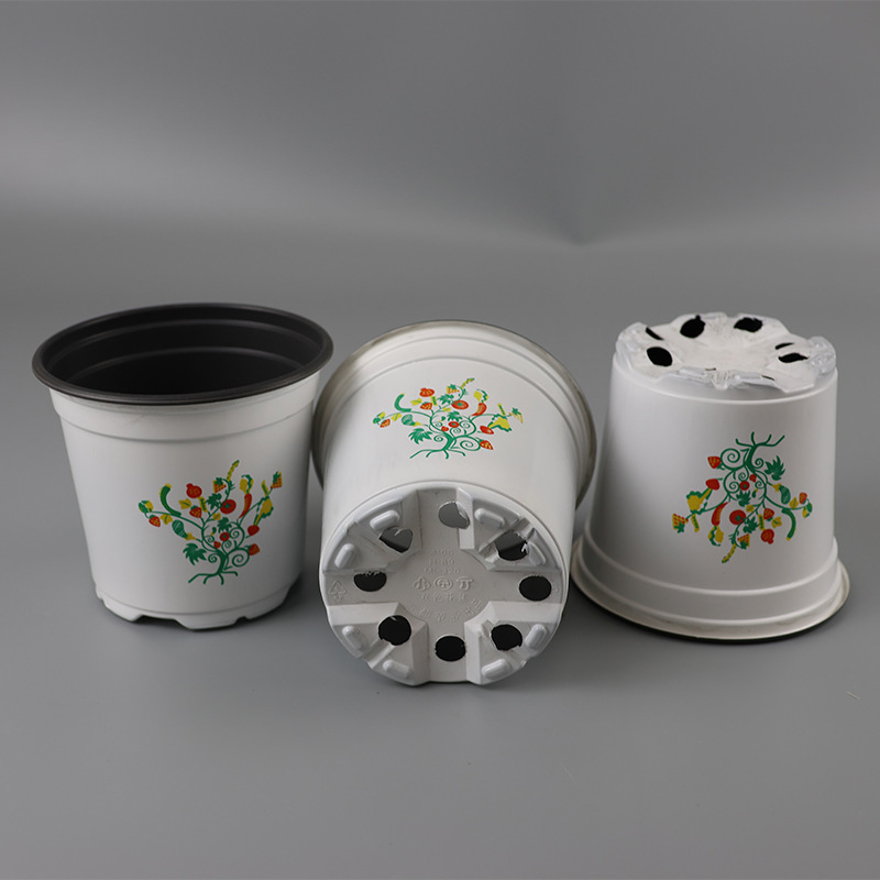 White plastic durable breathable flowerpot