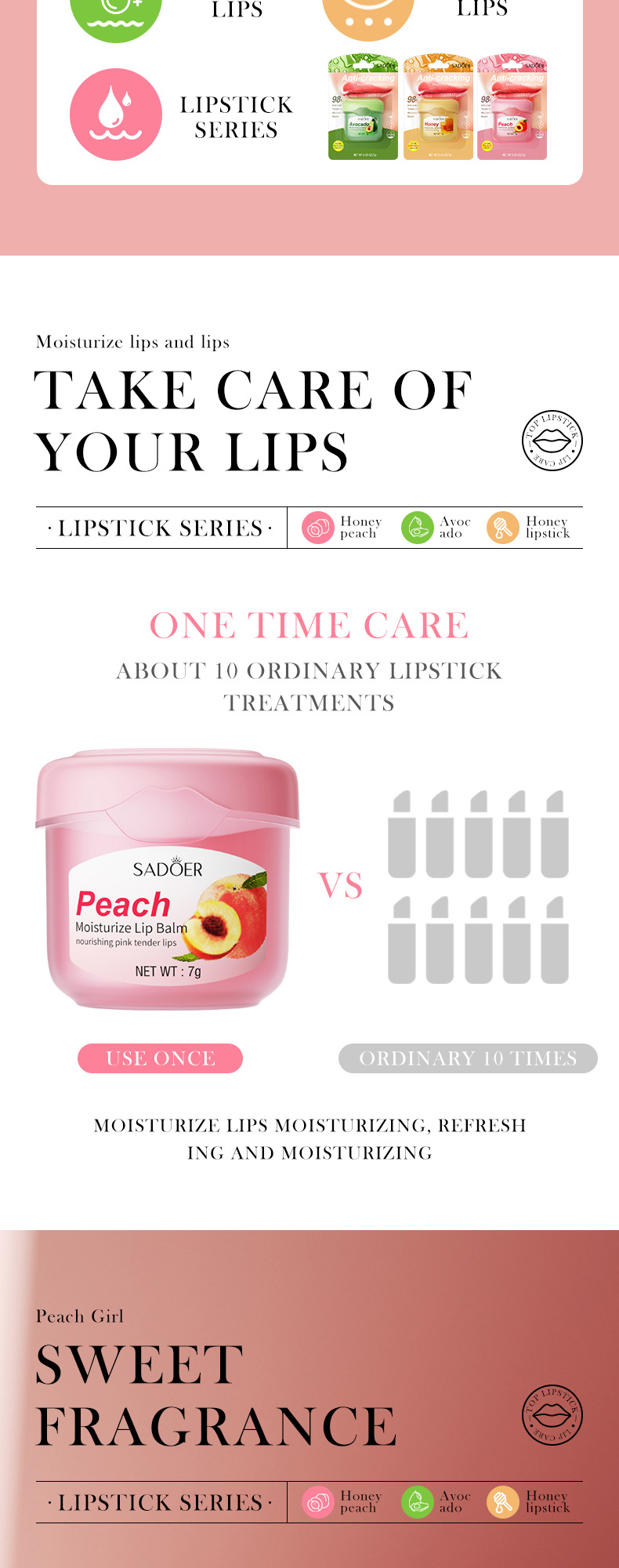 SADOER All Honey Autumn Winter lipstick Prevent Dry Cracks and Fade Lip Lines_voghion.com