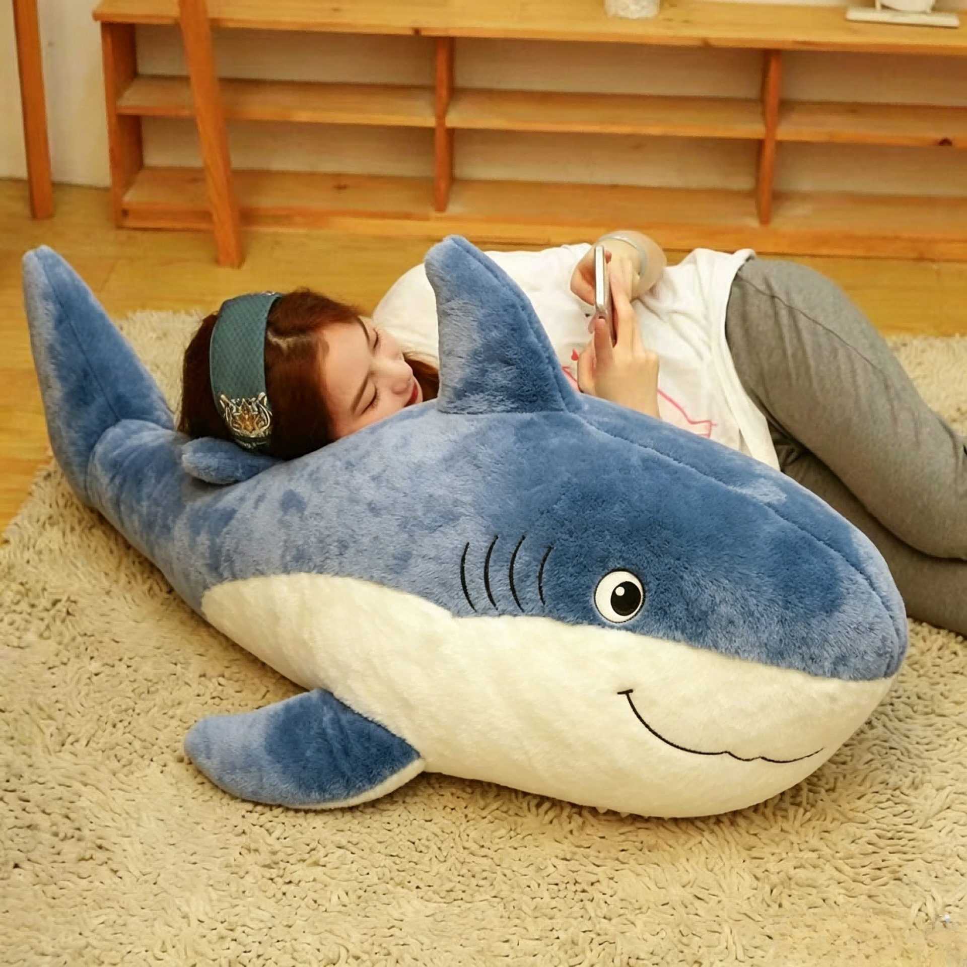 Ocean Series Big Shark Plush Toy, Dolphin Stuffed Doll, Wholesale Plush Toys, Large Sleeping Pillow, Foreign Trade Factory