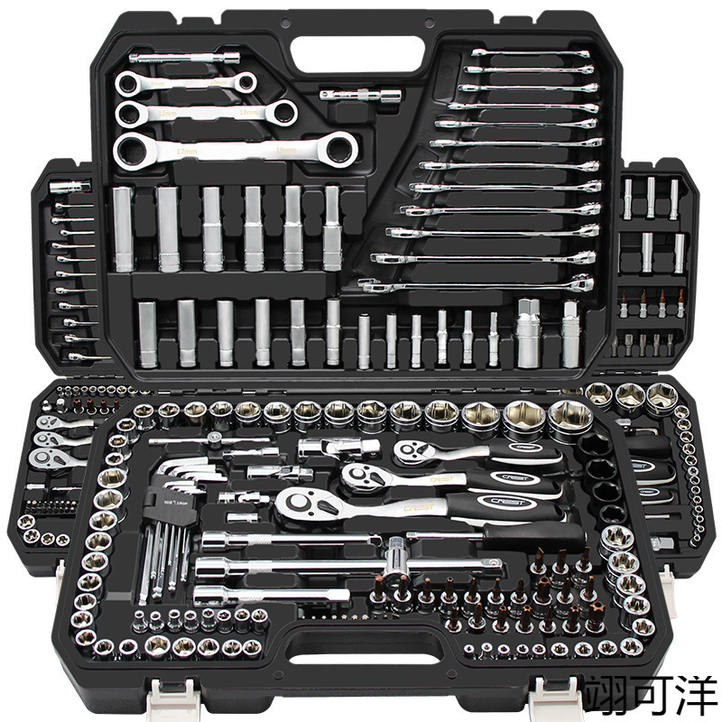 瑞德汽车维修工具套装修车棘轮套筒扳手大全汽修套管多功能组合箱