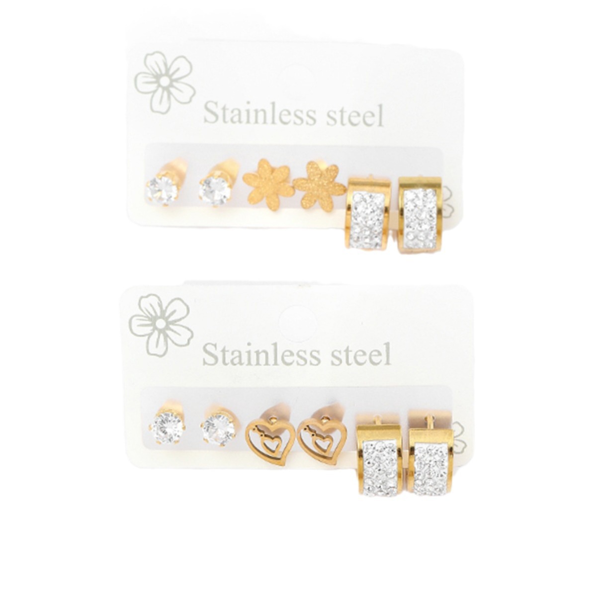 Exquisite stainless jewelry, gold niche, light luxury style, diamond inlaid frosted flower, titanium steel earring and_voghion.com
