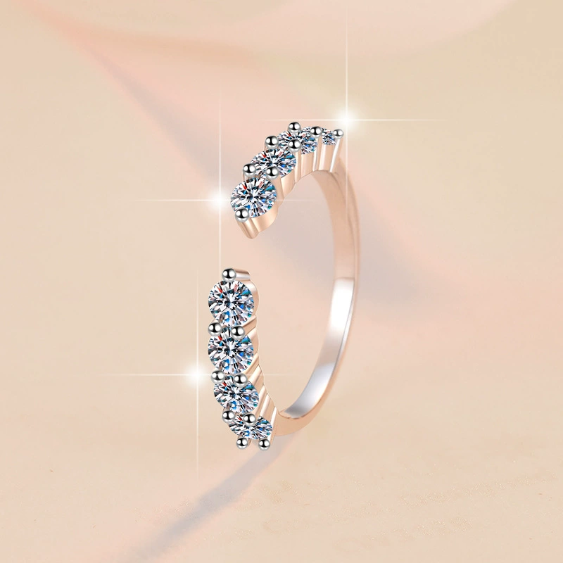 S925 серебряное кольцо с кольцом в ряд, имитационное кольцо, простое и модное корейское новое издание