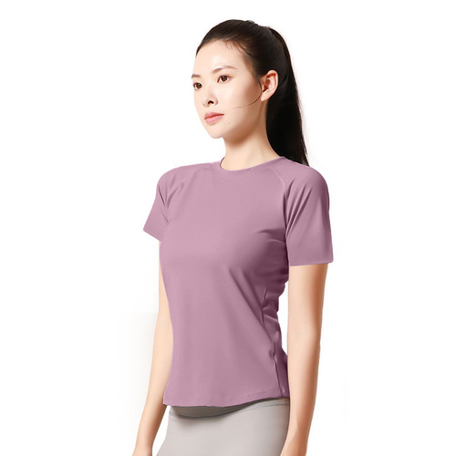 Mesh yoga short-sleeved tight-fitting sports fitness clothing to show breast shaping breathable T-shirt women's short style quick-drying