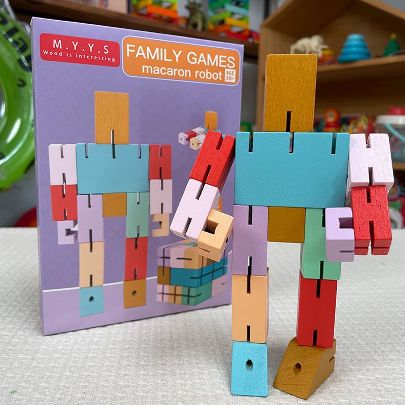 Foreign Trade Tetris Building Blocks Creative Three-dimensional Robot Puzzle Thinking Training Rubik's Cube Wooden Toys