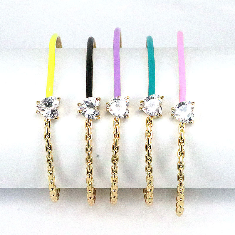 Fashion Geometric Copper Stoving Varnish Gold Plated Zircon Bangle