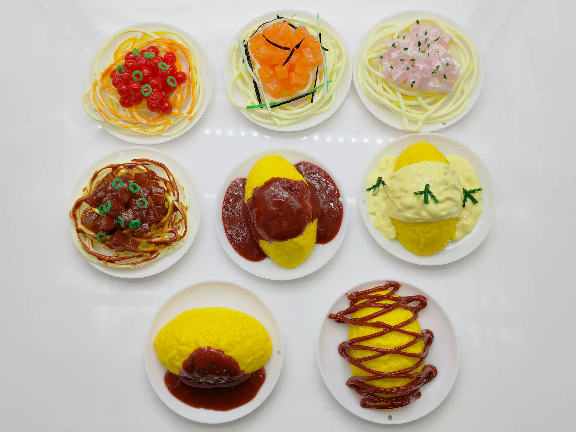 创意仿真手机挂件餐盘钥匙扣米饭蛋包饭咖喱拉面意大利面食物模型