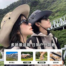 户外防风旅游登山帽西部牛仔帽渔夫帽女防晒户外2024新款夏遮阳帽