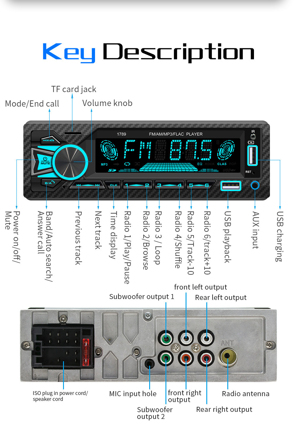 12V Single-Cylinder Short Mp3 Fm Radio Car Dual Bluetooth USB Player Mobile Phone Intelligent Positioning to Find the Car