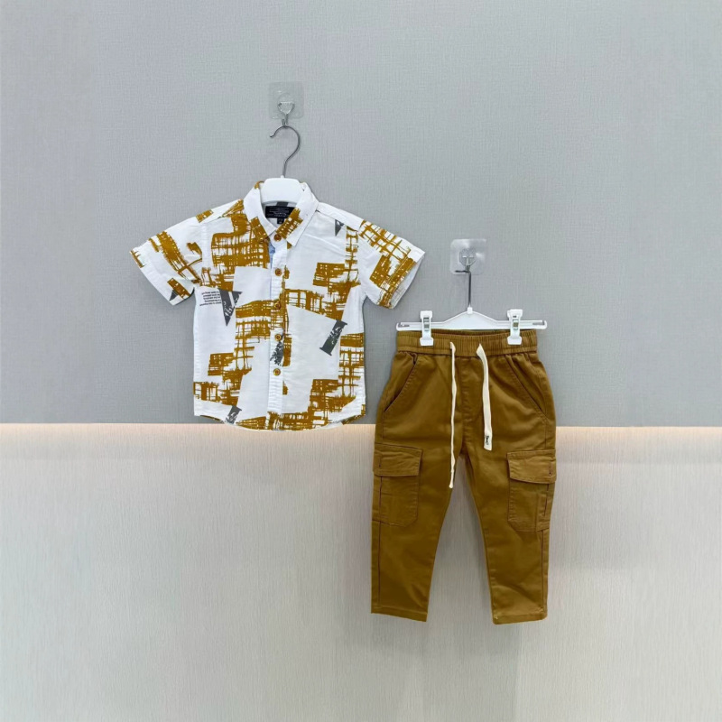 Workwear Set 2Y-8Y Export Short Shirt+Pants New Style 2-Piece Set 2In1Set Shirt Hm8001