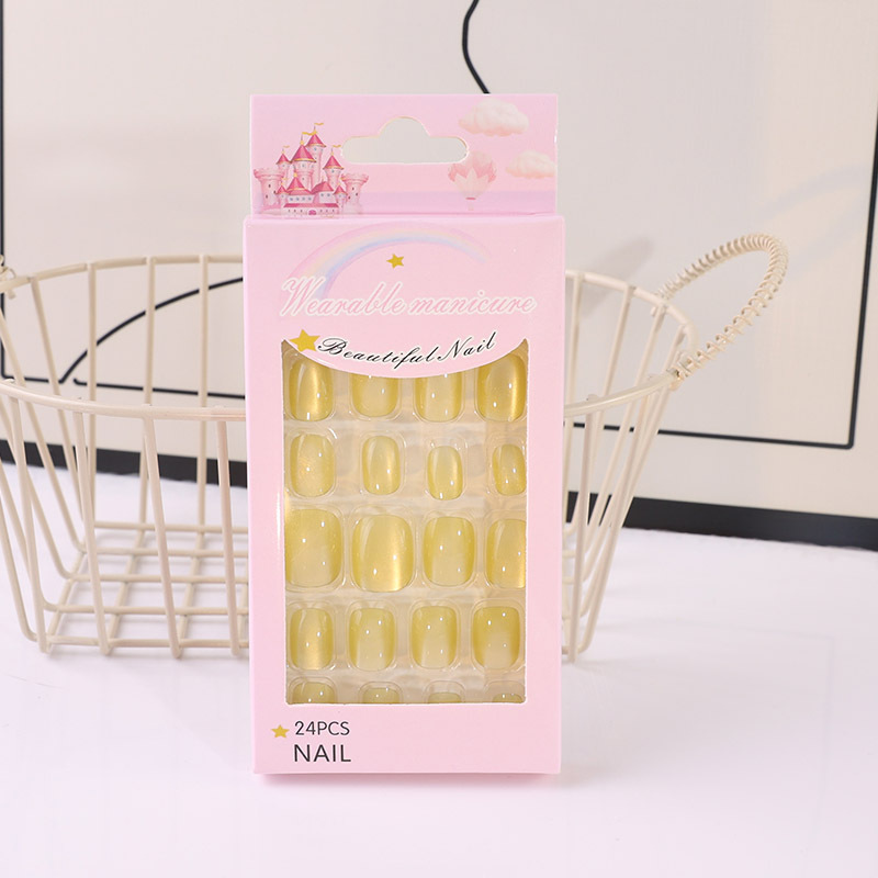 儿童新品穿戴甲多巴胺月光猫眼指甲贴片糖果色甲片贴片|undefined